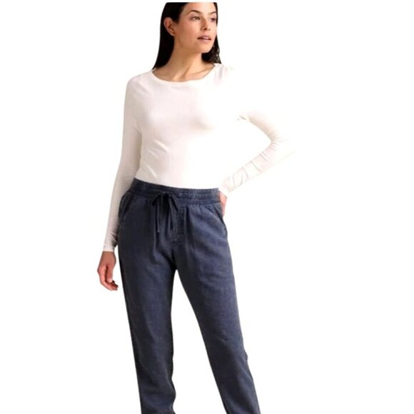 Splendid Linen-Blend Jogger Pants Navy XL Smock Waist 4-Pocket Styling Splendid - Picture 2 of 6